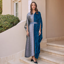 Load image into Gallery viewer, Half Velvet (Blue)/half Metallic (Silver)