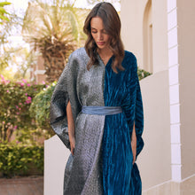 Load image into Gallery viewer, Half Velvet (Blue)/half Metallic (Silver)