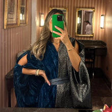 Load image into Gallery viewer, Half Velvet (Blue)/half Metallic (Silver)