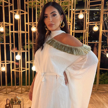 Load image into Gallery viewer, Tasseled Roman Dress (White)