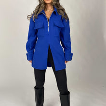 Load image into Gallery viewer, Front Slit Wool Shirt (Royal Blue)