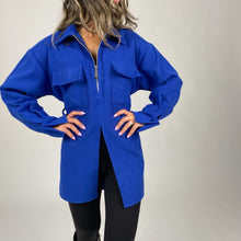 Load image into Gallery viewer, Front Slit Wool Shirt (Royal Blue)