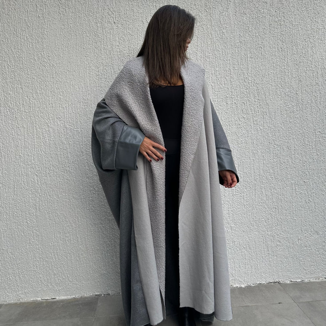 Reversible Bisht (shades of gray)